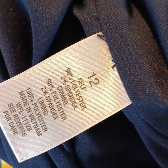 Luxe By Carmen Marc Valvo Stylish Black,Yellow And Blue Colorblock Dress - Picture 7 of 9